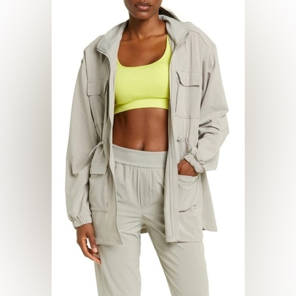 Zella LARGE Getaway Hooded Utility Jacket field jacket gray grey mesh running - Picture 1 of 9